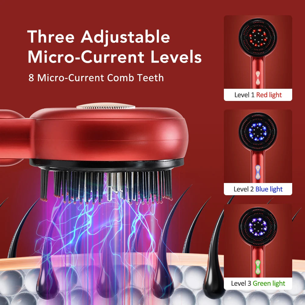 Electric Vibration Massage Comb Red Blue Light Therapy Hair Growth Massage Scalp Brush Oil Liquid Applicator Head Massager